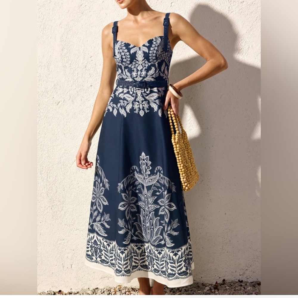 Commense Navy/ White Floral Maxi Dress
